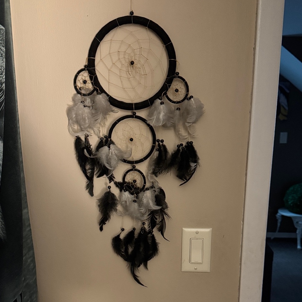 Black and White Dreamcatcher Wall Hanging - Decorative Home Wall Decor